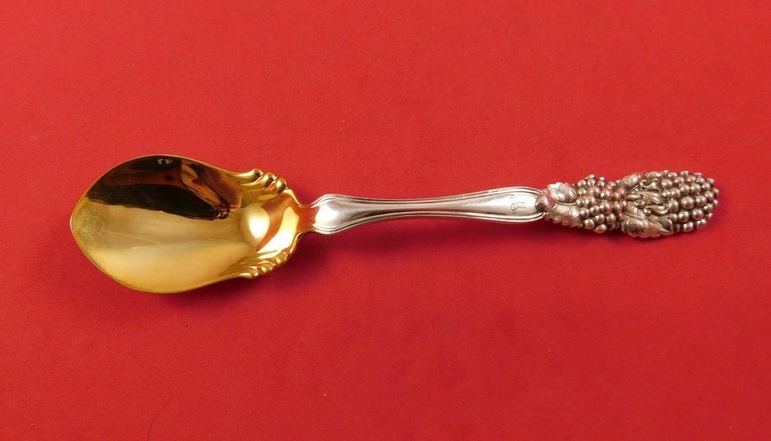 Tiffany & Co Blackberry Sterling Silver Ice Cream Spoon 5 1/5 Rare Monogrammed: Tiffany & Co Blackberry Sterling Silver Ice Cream Spoon 5 1/5 Rare Monogrammed Indulge in a touch of elegance with this rare Blackberry ice cream spoon by Tiffany & Co. Crafted from high-quality sterl