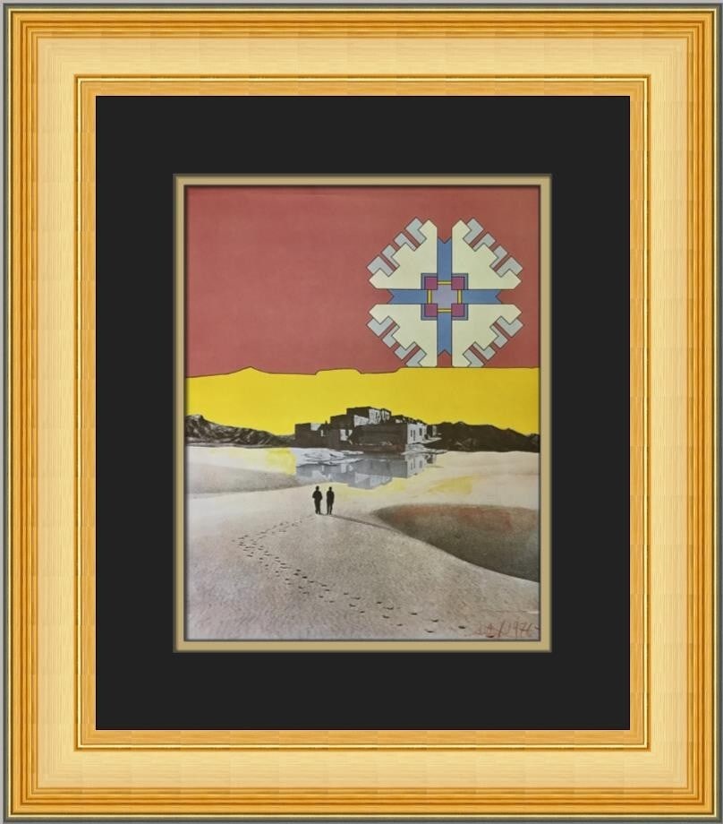 Peter Max New Mexico Mirage Custom Framed Pop Art Print 18 x 16: Peter Max New Mexico Mirage Custom Framed Pop Art Print 18 x 16 This stunning custom framed print titled 'New Mexico Mirage' by renowned artist Peter Max captures the essence of Pop Art. Created in 19