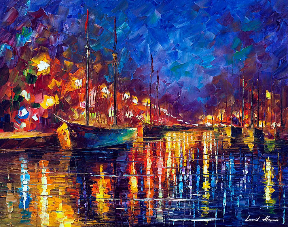 Night Sea Journey by Leonid Afremov Limited Edition 1/25 Canvas Art: Night Sea Journey by Leonid Afremov Limited Edition 1/25 Canvas Art Experience the captivating beauty of 'Night Sea Journey', a limited edition giclee artwork by renowned artist Leonid Afremov. This h
