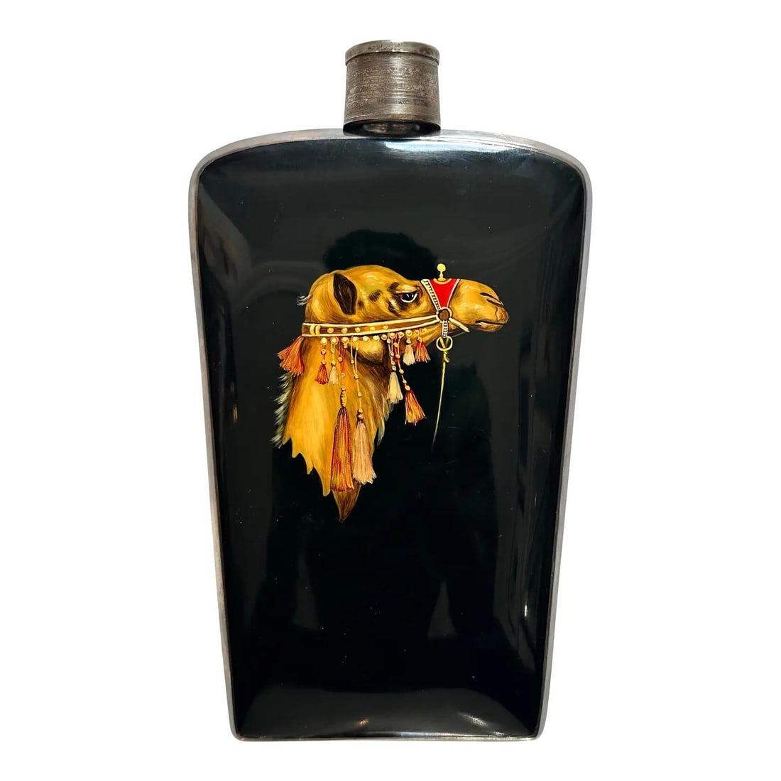 Rare Vintage Napier Art Deco Sterling Silver Flask with Camel Motif: Rare Vintage Napier Art Deco Sterling Silver Flask with Camel Motif Discover this exquisite Vintage Art Deco Camel Napier Flask, a stunning example of American craftsmanship from the Roaring Twenties.