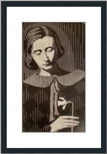 M.C. Escher Jetta Escher's Wife Custom Framed Print 15" x 20" Surrealism: M.C. Escher Jetta Escher's Wife Custom Framed Print 15" x 20" Surrealism This custom gallery framed print features the work of renowned artist M.C. Escher, titled "Jetta Escher's Wife." Measuring 15"