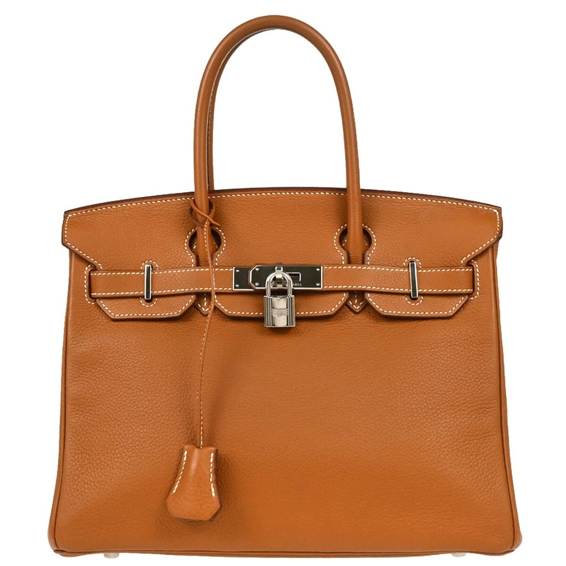 Hermes Gold Taurillon Clemence Birkin 30 Shoulder Bag with Lock: Hermes Gold Taurillon Clemence Birkin 30 Shoulder Bag with Lock Introducing the exquisite Hermes Gold Taurillon Clemence Birkin 30 Handbag, a stunning accessory that embodies luxury and sophistication