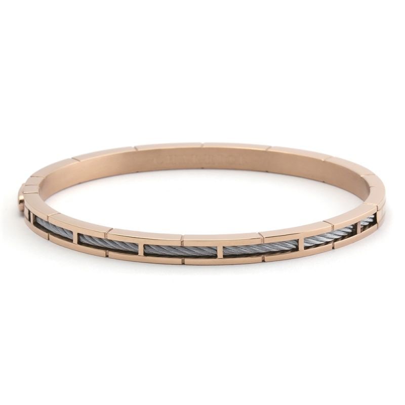 Charriol Forever Slim Svart Rose Gold Steel Bangle Bracelet L: Charriol Forever Slim Svart Rose Gold Steel Bangle Bracelet L This elegant Charriol Forever Slim Svart bangle bracelet showcases a contemporary design, expertly crafted from stainless steel and enhanc
