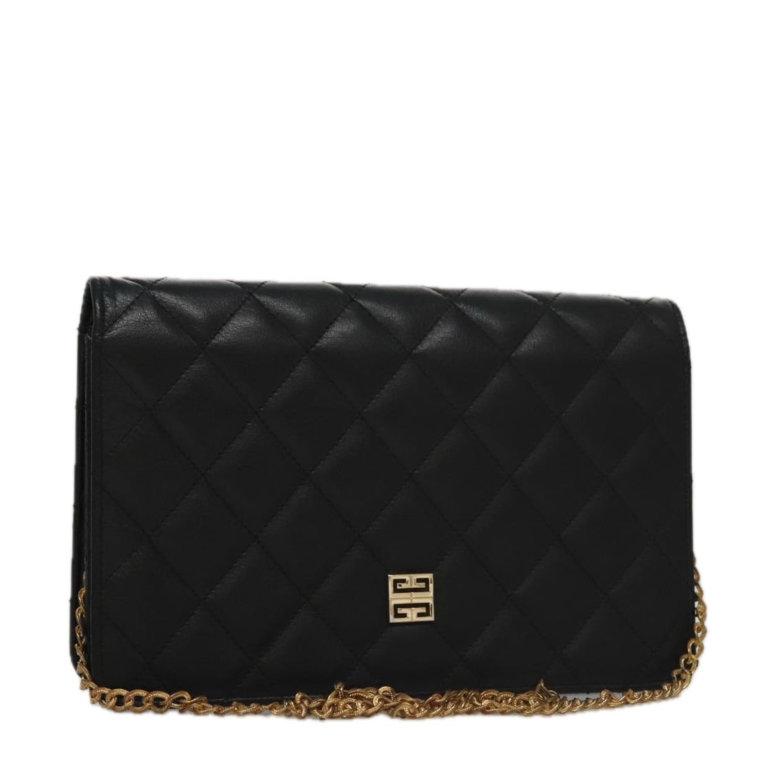 GIVENCHY Black Leather Chain Shoulder Bag with 19.7 Inch Strap: GIVENCHY Black Leather Chain Shoulder Bag with 19.7 Inch Strap This GIVENCHY Chain Shoulder Bag is crafted from high-quality leather in a sleek black color, making it a sophisticated addition to any o
