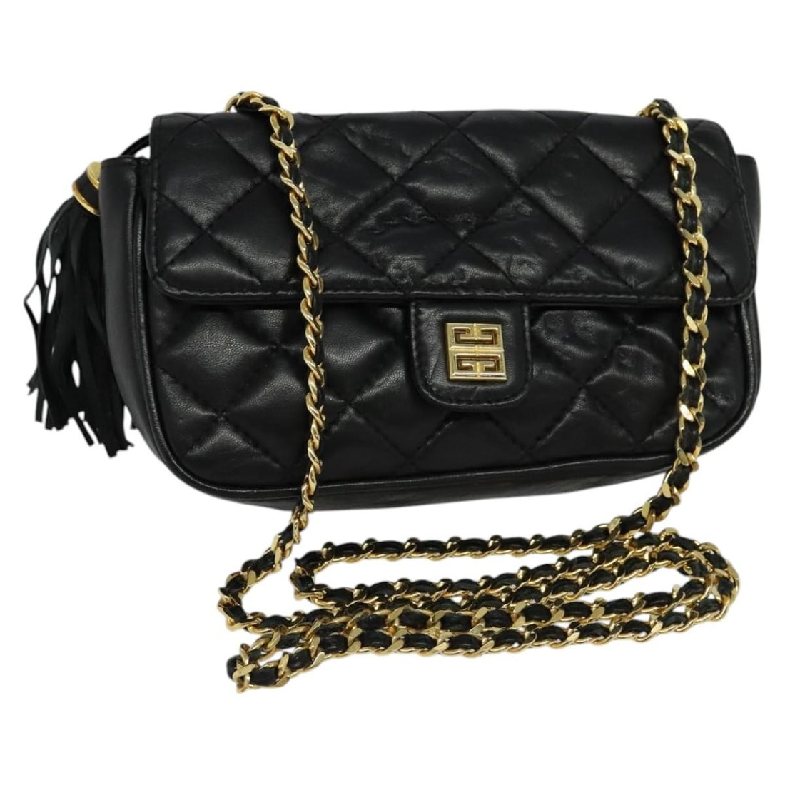 GIVENCHY Black Leather Chain Shoulder Bag Gold Accents Auth: GIVENCHY Black Leather Chain Shoulder Bag Gold Accents Auth This Givenchy Chain Shoulder Bag is a stylish accessory crafted from high-quality leather in a sophisticated black and gold color scheme. Th