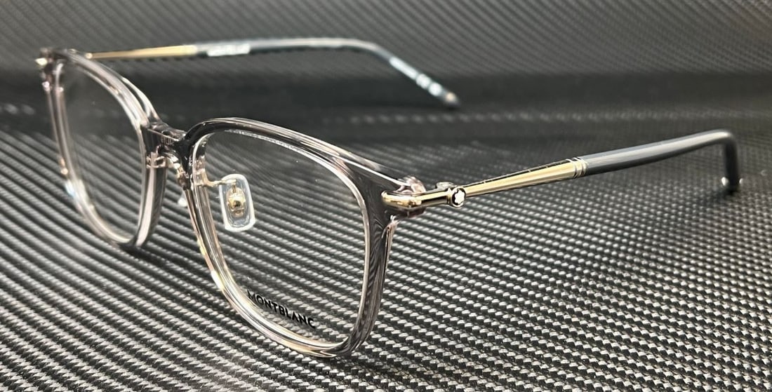 Mont Blanc MB0247OK 002 Grey Transparent Men's Eyeglasses with Case and Authenticity: Mont Blanc MB0247OK 002 Grey Transparent Men's Eyeglasses with Case and Authenticity Discover the elegance of these Mont Blanc MB0247OK 002 eyeglasses, designed for the modern man. Featuring a strikin