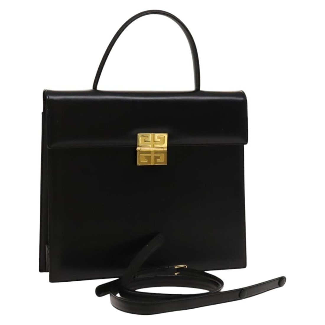 GIVENCHY Leather Hand Bag Black Gold 2way Auth 121947: GIVENCHY Leather Hand Bag Black Gold 2way Auth 121947 Elevate your style with this authentic GIVENCHY leather hand bag, featuring a sophisticated black and gold color scheme. Crafted from high-quality