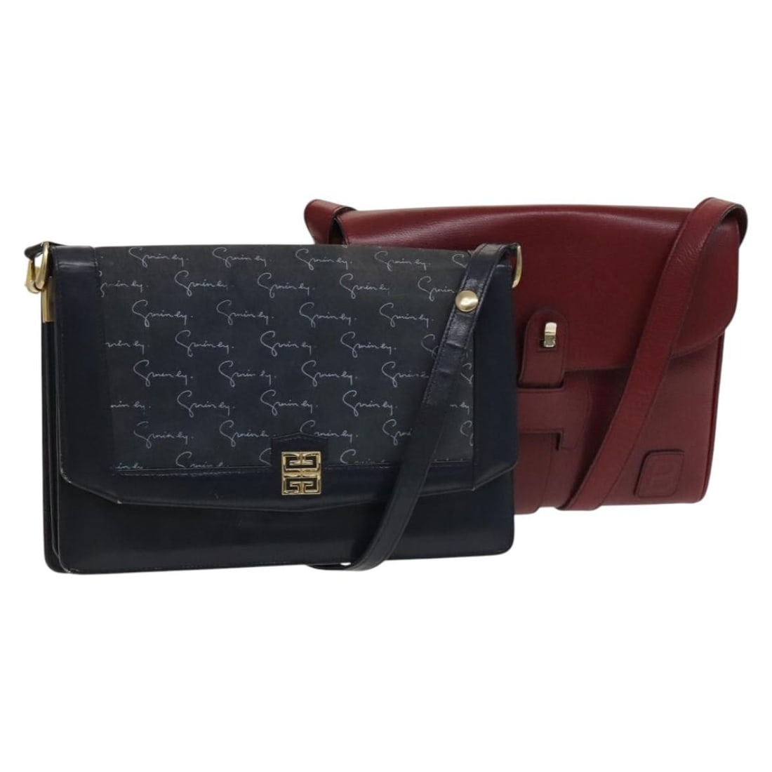 GIVENCHY Barry Leather Shoulder Bag Navy Bordeaux 2Set Auth AR13745: GIVENCHY Barry Leather Shoulder Bag Navy Bordeaux 2Set Auth AR13745 This GIVENCHY Barry Shoulder Bag is crafted from high-quality leather, featuring a striking combination of navy and bordeaux colors.
