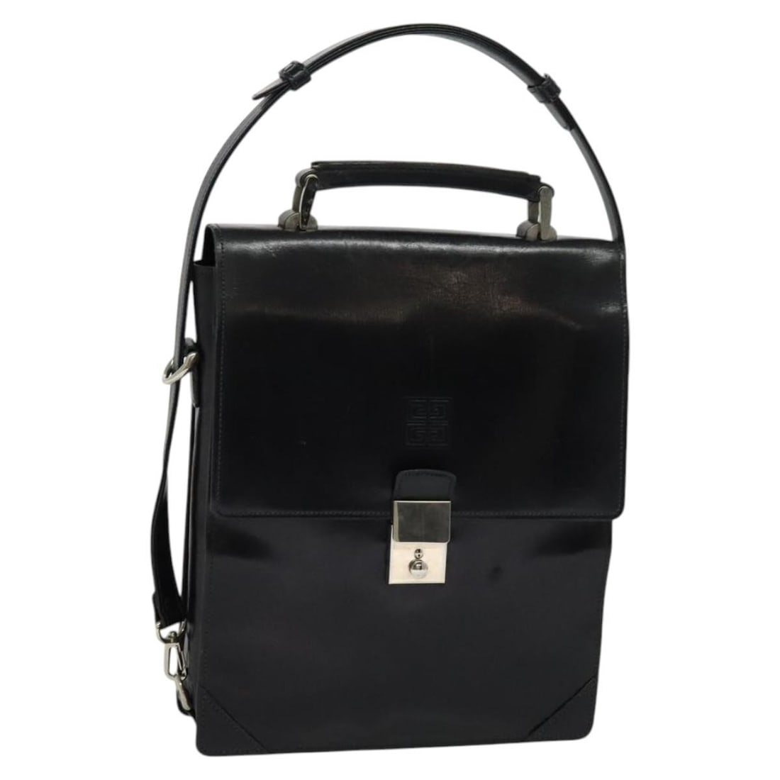 GIVENCHY Black Leather Shoulder Bag Auth BS23928: GIVENCHY Black Leather Shoulder Bag Auth BS23928 This GIVENCHY shoulder bag is crafted from high-quality leather in a classic black hue. Designed for both style and functionality, it features a spacio