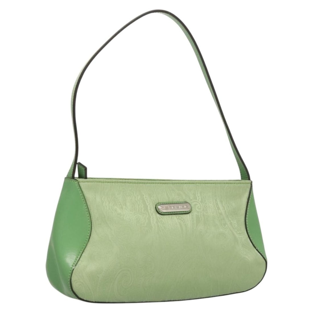 ETRO Green Silver Paisley Canvas Shoulder Bag Authentic Italy: ETRO Green Silver Paisley Canvas Shoulder Bag Authentic Italy The ETRO Paisley Shoulder Bag combines elegance with practicality, featuring a distinctive paisley design. Made from durable canvas, this