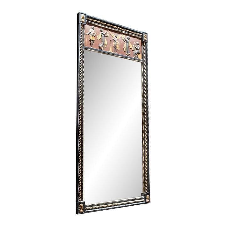 19th Century Neoclassical Mirror with Mythological Figures: 19th Century Neoclassical Mirror with Mythological Figures This exquisite antique mirror dates back to the early 19th century, specifically between the 1820s and 1840s. It features ornate classical my