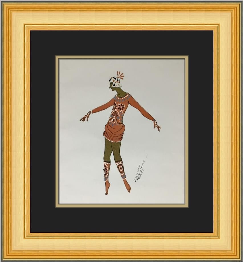 Erte The Minotaur Art Deco Custom Framed Print 1979: Erte The Minotaur Art Deco Custom Framed Print 1979 This striking print titled 'The Minotaur' by Erte is a captivating piece of Art Deco style, produced in 1979. It features a vibrant offset lithograp