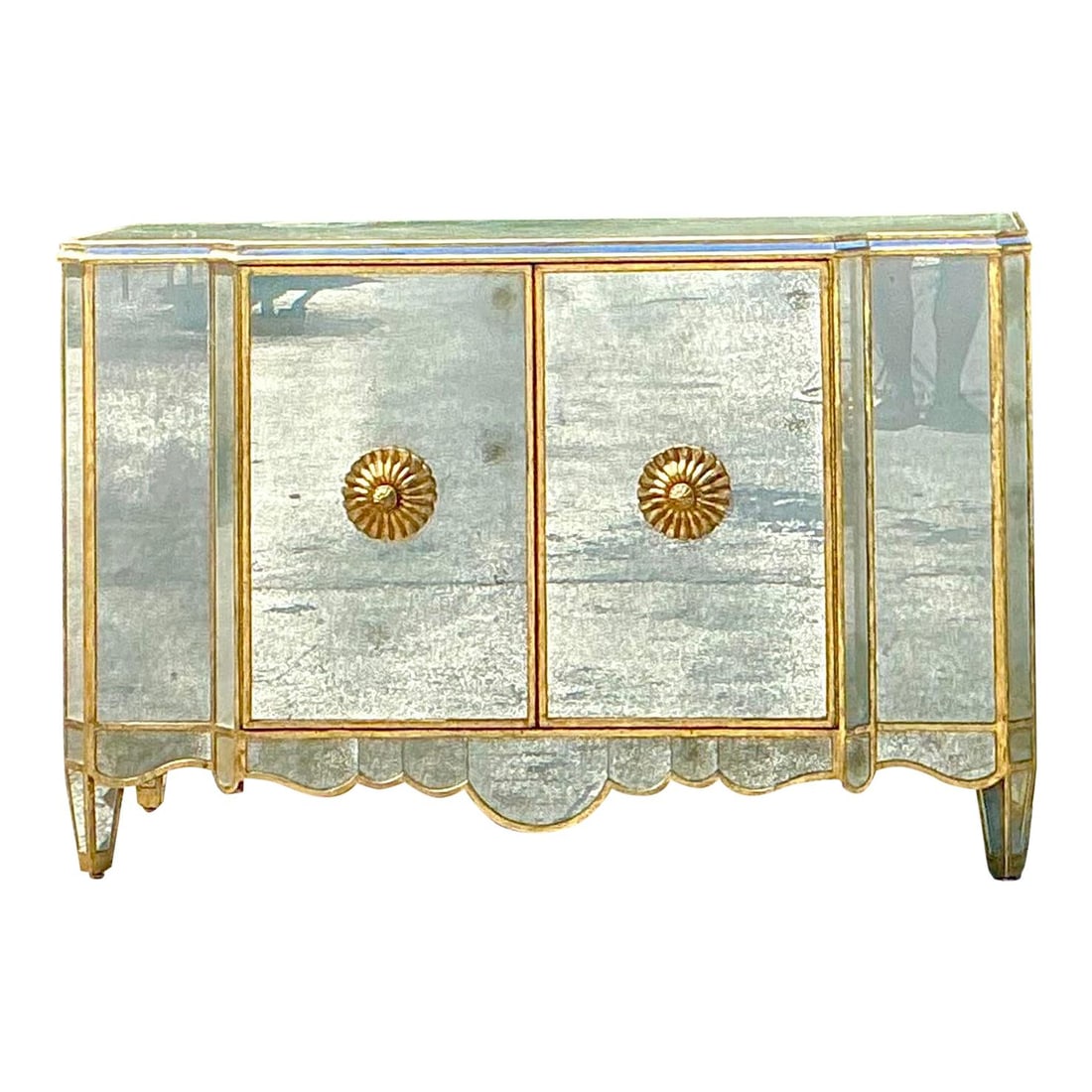 Vintage Regency Mirrored Regina Cabinet by Michael Taylor: Vintage Regency Mirrored Regina Cabinet by Michael Taylor Enhance your decor with the Vintage Regency Mirrored 'Regina' Cabinet, a stunning piece inspired by the classic designs of Michael Taylor. Thi