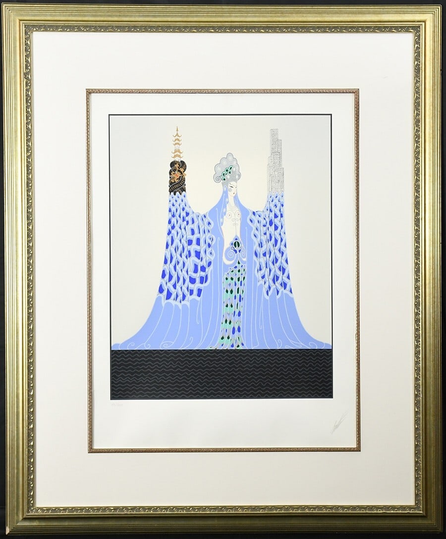 Erte Ocean Pacifique Serigraph Signed Framed Art Deco Limited Edition 82/300: Erte Ocean Pacifique Serigraph Signed Framed Art Deco Limited Edition 82/300 Experience the elegance of Art Deco with this stunning serigraph titled "Ocean Pacifique" by the renowned artist Erte. This
