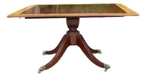 Duncan Phyfe Square Dining Table Mahogany Birdseye Vintage Regency Style: Duncan Phyfe Square Dining Table Mahogany Birdseye Vintage Regency Style Experience the elegance of this Vintage Regency Mahogany and Birdseye Duncan Phyfe Square Dining Table. This stunning statement