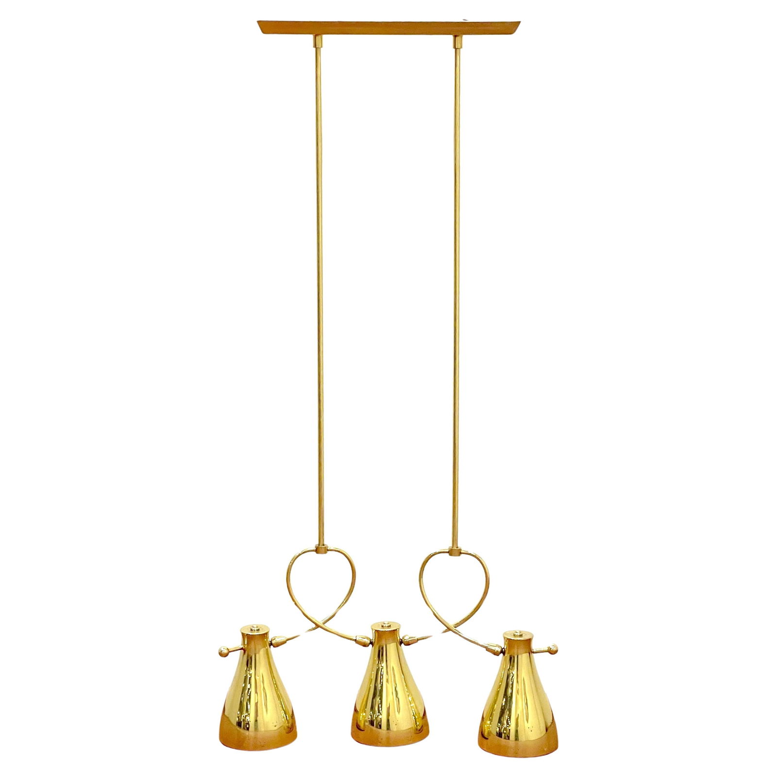 Paavo Tynell Large Brass Pendant Chandelier Lightolier 1950s Modern Design: Paavo Tynell Large Brass Pendant Chandelier Lightolier 1950s Modern Design Presenting a stunning piece from the mid-20th century, the Paavo Tynell for Lightolier Large Brass Pendant Lamp/Chandelier co