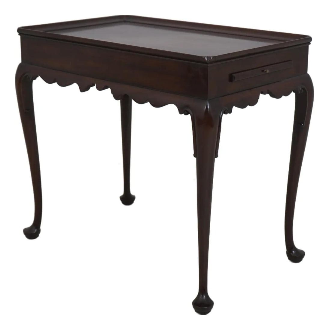 Kittinger Colonial Williamsburg CW-8 Mahogany Tea Table with Pine Candle Slides: Kittinger Colonial Williamsburg CW-8 Mahogany Tea Table with Pine Candle Slides This exquisite Kittinger Colonial Williamsburg CW-8 tea table is a stunning piece of craftsmanship, approximately 50 yea