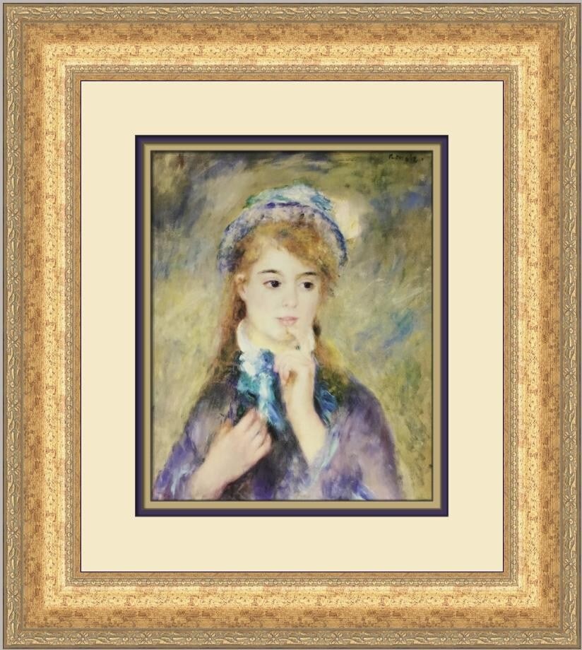 Pierre-Auguste Renoir Young Girl Custom Framed Print 1987 Expressionism Art: Pierre-Auguste Renoir Young Girl Custom Framed Print 1987 Expressionism Art This exquisite custom framed print titled 'Young Girl' by renowned artist Pierre-Auguste Renoir captures the essence of Expr