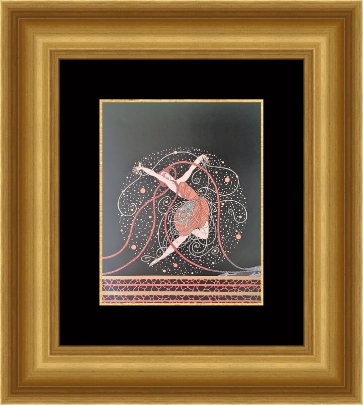 Erte Ondee Art Deco Custom Framed Print 18x21 Lithograph: Erte Ondee Art Deco Custom Framed Print 18x21 Lithograph This exquisite custom framed print titled "Ondee" by the renowned artist Erte showcases a stunning Art Deco style. Created using offset lithogr