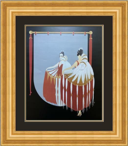 Erte The Mirror Art Deco Lithograph Custom Framed 25x29: Erte The Mirror Art Deco Lithograph Custom Framed 25x29 This exquisite piece titled "The Mirror" by renowned artist Erte showcases a stunning Art Deco style. It is a large print, custom framed, and fe