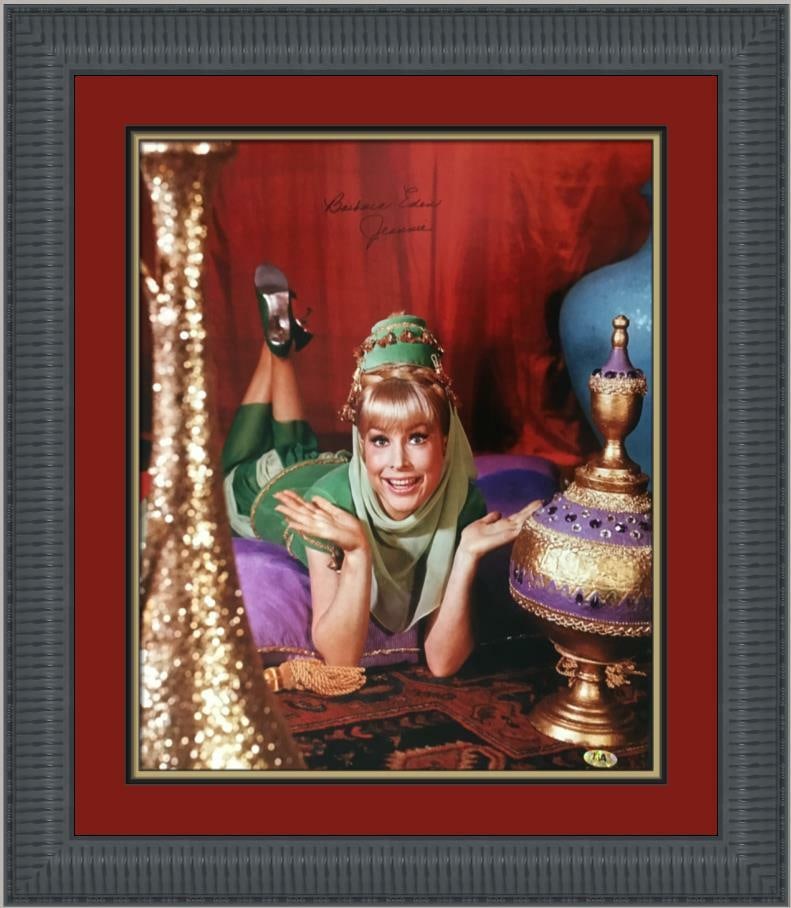 Barbara Eden Signed Photo I Dream of Jeannie Custom Framed MAB 24x28: Barbara Eden Signed Photo I Dream of Jeannie Custom Framed MAB 24x28 This stunning 16 x 20 photo of Barbara Eden from the iconic TV series "I Dream of Jeannie" is a must-have for collectors and fans a