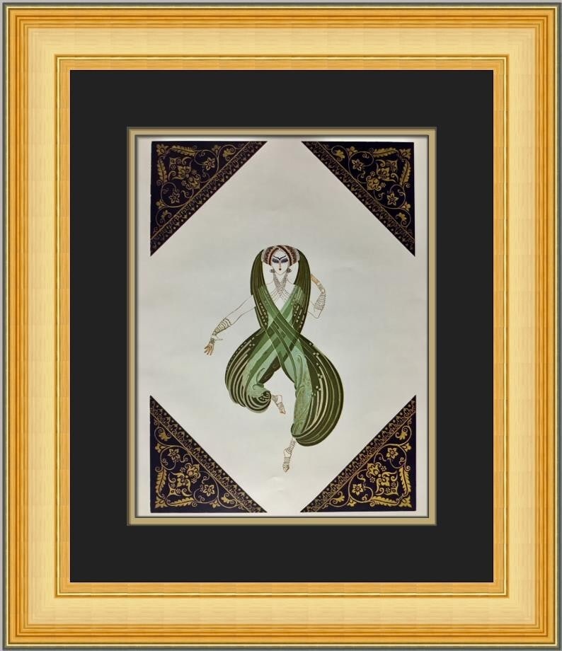 Erte 1979 Oriental Costume Art Deco Custom Framed Print: Erte 1979 Oriental Costume Art Deco Custom Framed Print This exquisite Erte Oriental Costume custom framed print showcases the artistic brilliance of Erte, encapsulating the elegance of 1970s Art Deco