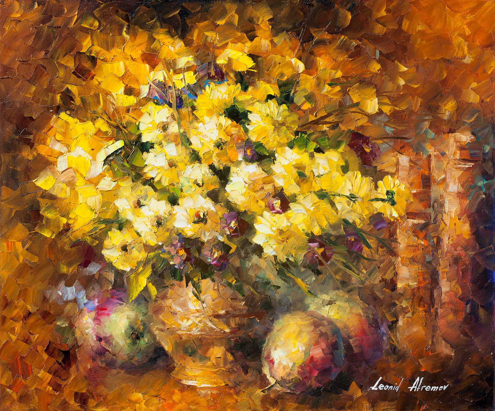Happy Yellow Mood Limited Edition Giclee 1/25 by Leonid Afremov: Happy Yellow Mood Limited Edition Giclee 1/25 by Leonid Afremov Introducing the stunning 'Happy Yellow Mood' by Leonid Afremov, a limited edition giclee hand-painted artwork. This piece is part of a s