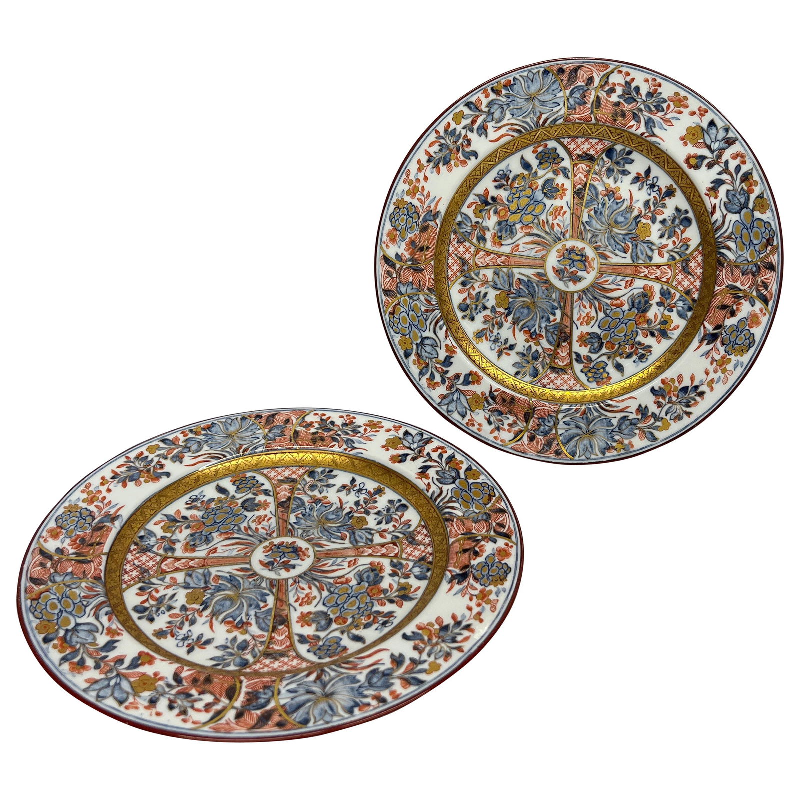 19th Century Wedgwood Ningpo Gold Pattern Set of 2 Dinner Plates: 19th Century Wedgwood Ningpo Gold Pattern Set of 2 Dinner Plates This exquisite pair of 19th Century Wedgwood "Ningpo Gold" Pattern Dinner Plates showcases the elegance of Chinoiserie style. Crafted f