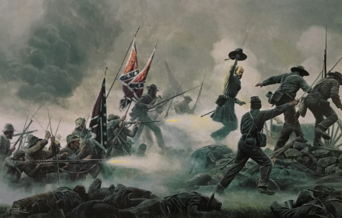 Mort Kunstler Follow Me Boys Custom Framed Civil War Print: Mort Kunstler Follow Me Boys Custom Framed Civil War Print This stunning custom framed mini print titled "Follow Me Boys" by artist Mort Kunstler captures the essence of Civil War history with a reali