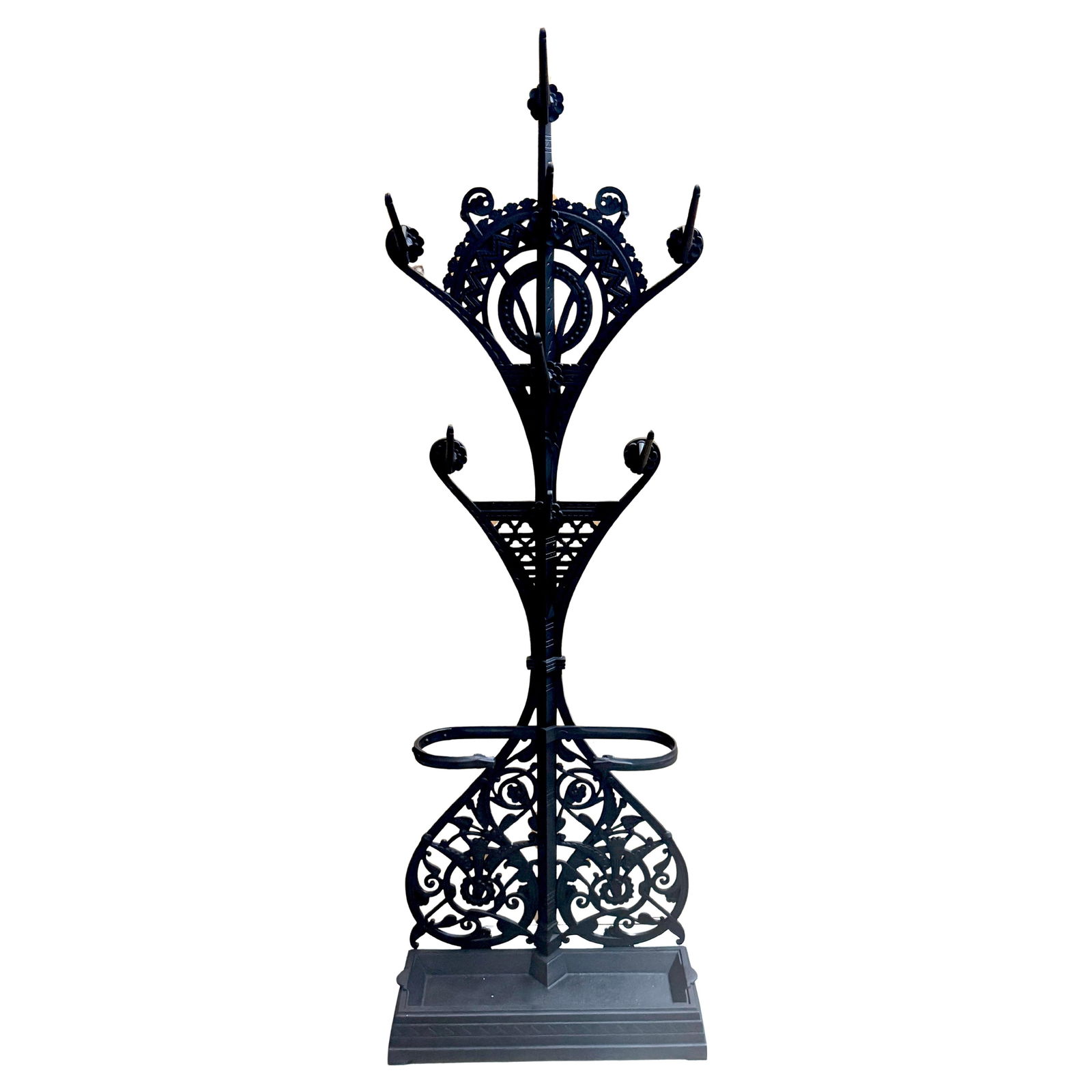 Christopher Dresser Cast Iron Aesthetic Movement Hall Stand Set of 2: Christopher Dresser Cast Iron Aesthetic Movement Hall Stand Set of 2 This exceptional hall stand designed by Christopher Dresser for Coalbrookdale showcases the Aesthetic Movement's principles through