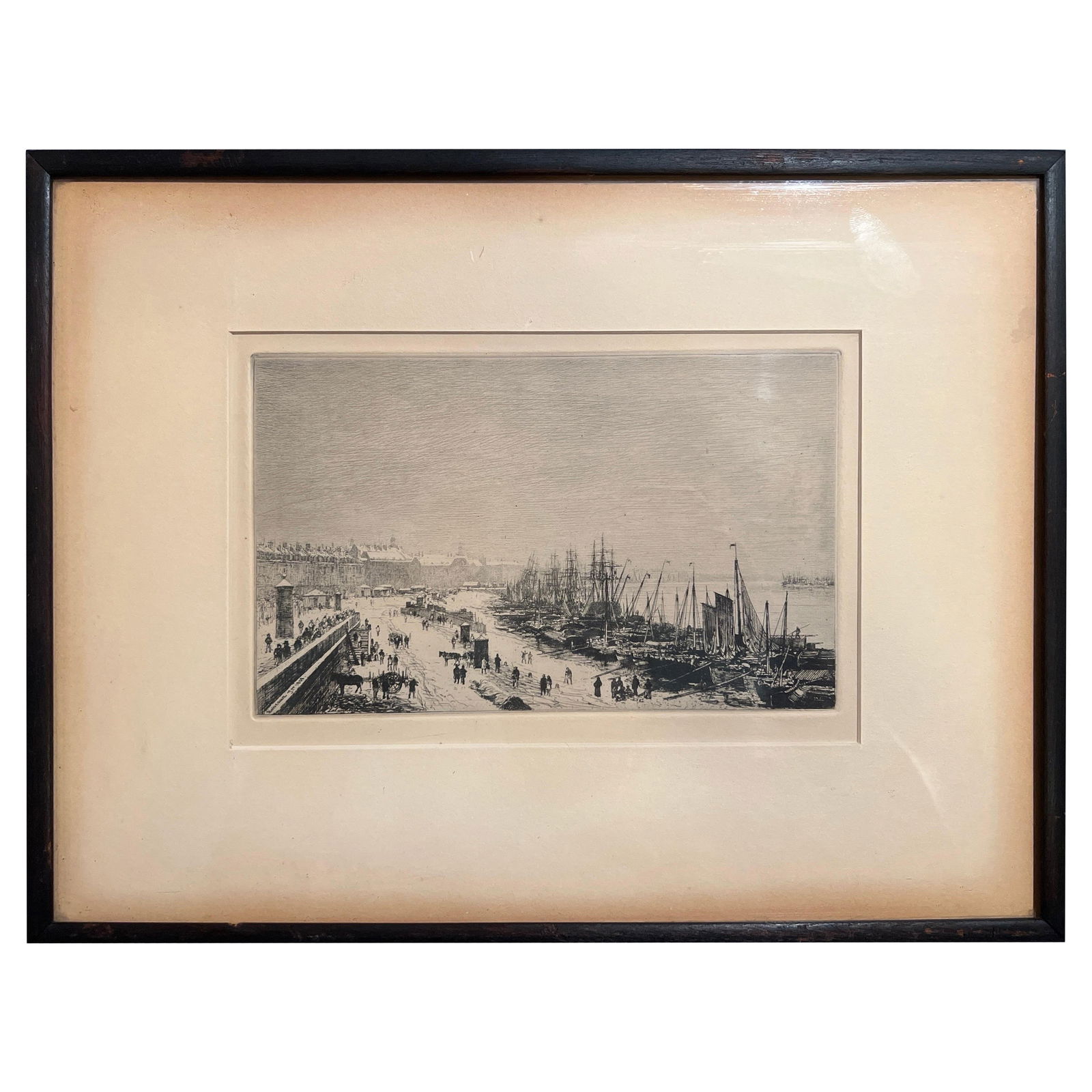 Maxime Lalanne Rade de Bordeaux Etching 1868 Vintage French Art: Maxime Lalanne Rade de Bordeaux Etching 1868 Vintage French Art This exquisite mid-19th century etching titled "Rade de Bordeaux, Janvier" (Port Of Bordeaux In Winter) by Maxime Lalanne captures a bus