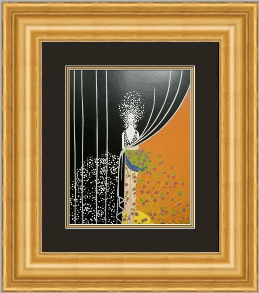 Erte Printemps I Art Deco Print Custom Framed 19 x 17: Erte Printemps I Art Deco Print Custom Framed 19 x 17 This exquisite Erte Printemps I print showcases the elegance of Art Deco style, featuring a beautiful depiction of figures. The print is an offset