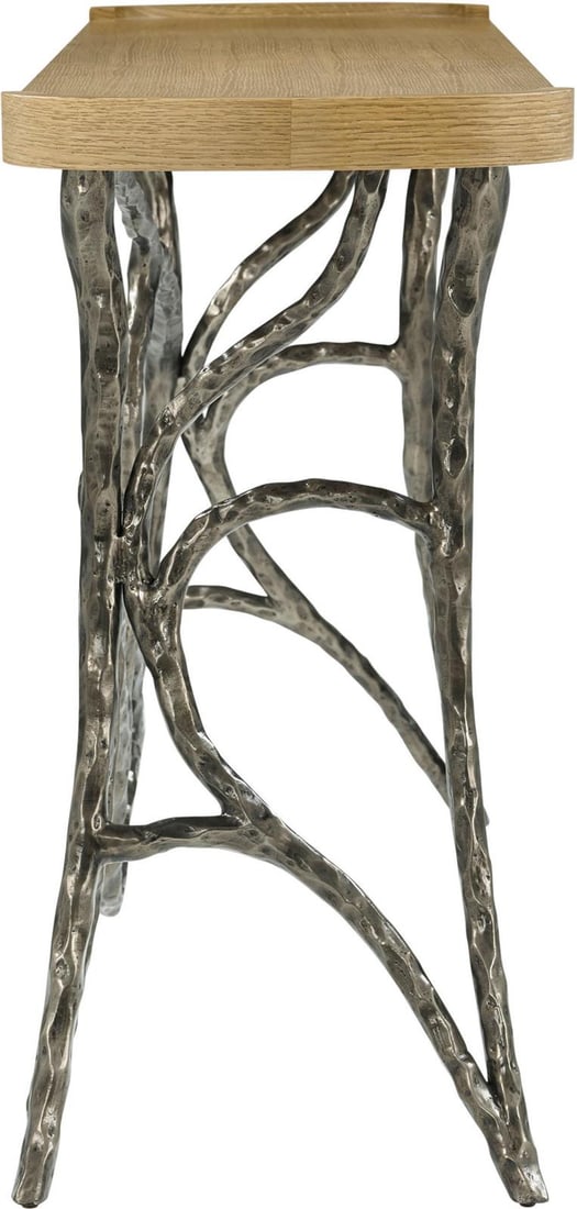 Theodore Alexander Modern Essence Aluminum Console Table 33H 72W 16D: Theodore Alexander Modern Essence Aluminum Console Table 33H 72W 16D Discover the sleek and sophisticated Modern Essence Aluminum Console, designed by Theodore Alexander. This console boasts a contemp