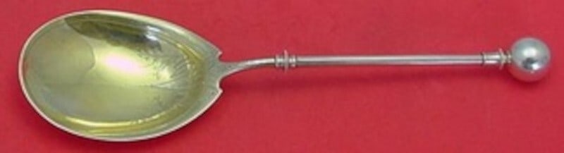 George Sharp Ball End Sterling Silver Berry Spoon 10 1/4 inch: George Sharp Ball End Sterling Silver Berry Spoon 10 1/4 inch This exquisite Berry Spoon from the renowned George Sharp collection features a classic Ball End pattern, crafted from high-quality sterli