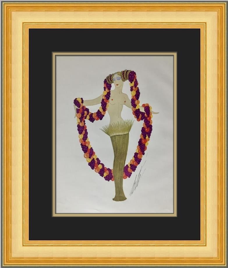 Erte Ceres Art Deco Custom Framed Print 1979 Offset Lithograph: Erte Ceres Art Deco Custom Framed Print 1979 Offset Lithograph Transform your space with this exquisite custom framed print of Erte's 'Ceres.' This medium-sized art piece measures 19 in. by 17 in. and