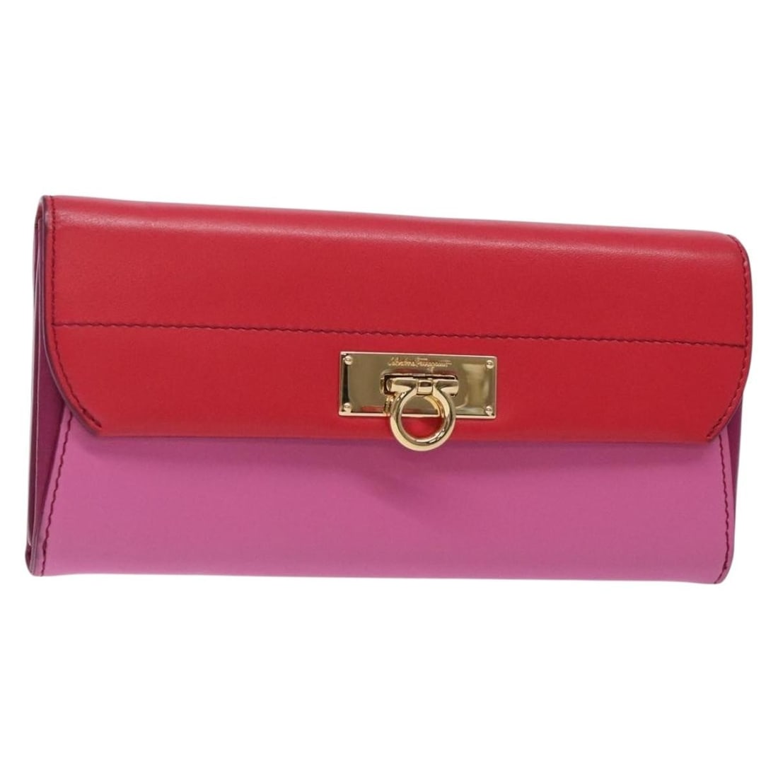 Salvatore Ferragamo Gancini Leather Wallet Pink Gold Auth Italy: Salvatore Ferragamo Gancini Leather Wallet Pink Gold Auth Italy This Salvatore Ferragamo Gancini Wallet is crafted from premium leather in a chic pink and gold color combination. With dimensions of ap