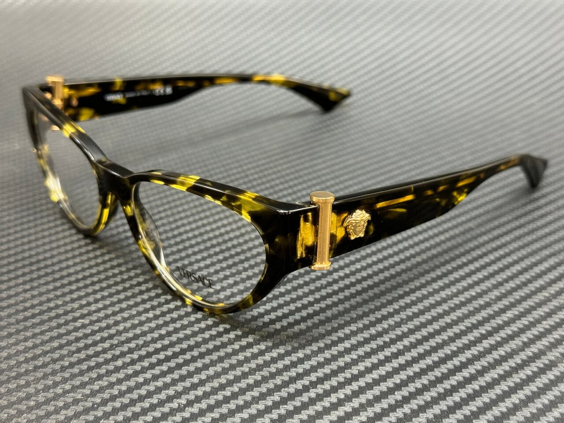 Versace VE3366 5428 Yellow Havana Women's Eyeglasses with Authenticity Certificate: Versace VE3366 5428 Yellow Havana Women's Eyeglasses with Authenticity Certificate Elevate your eyewear collection with these stylish Versace VE3366 5428 eyeglasses. Designed for women, these frames f