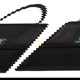Chanel Black Calfskin Top Handle Handbag Caviar Leather: Chanel Black Calfskin Top Handle Handbag Caviar Leather Introducing the Chanel Black Calfskin Top Handle Handbag, a stylish and sophisticated accessory that embodies luxury. This medium-sized handbag