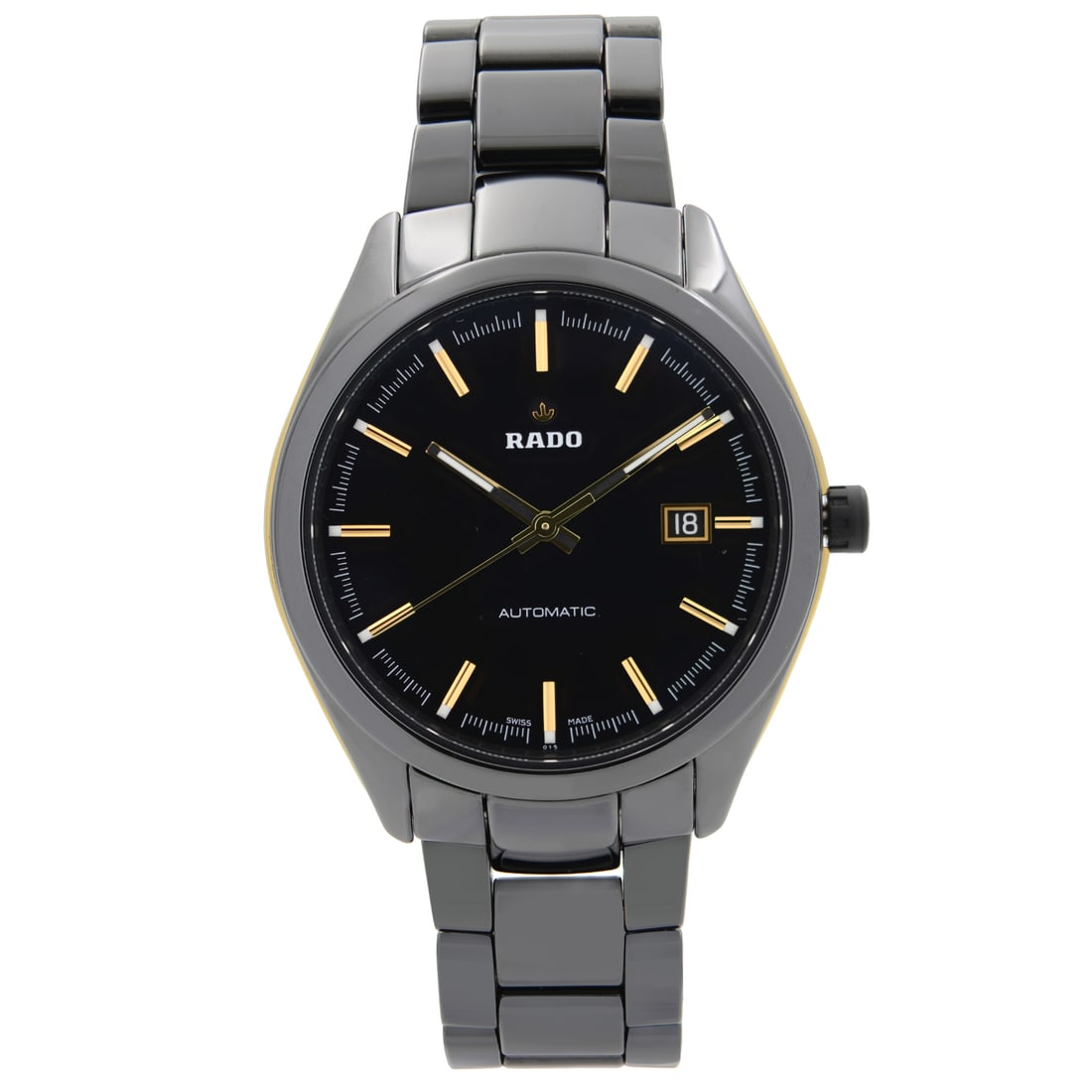 Rado HyperChrome Automatic Black Dial Ceramic Steel Watch R32253152: Rado HyperChrome Automatic Black Dial Ceramic Steel Watch R32253152 This Rado HyperChrome wristwatch is a stunning blend of high-tech ceramic and stainless steel, tailored for dress and formal occasio