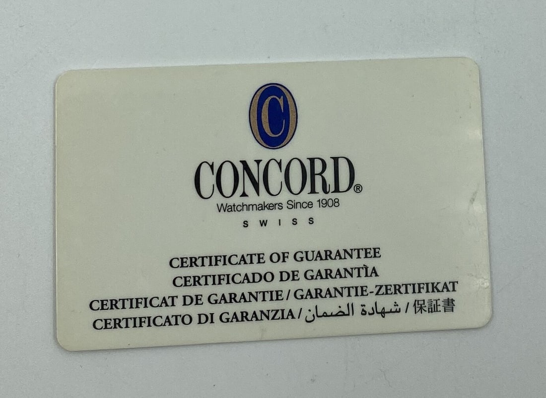 Concord International Watch Manual Warranty Card: Concord International Watch Manual Warranty Card This Concord International Watch Warranty Card is a manual item that serves as a testament to the authenticity and coverage of your Concord watch. Bein