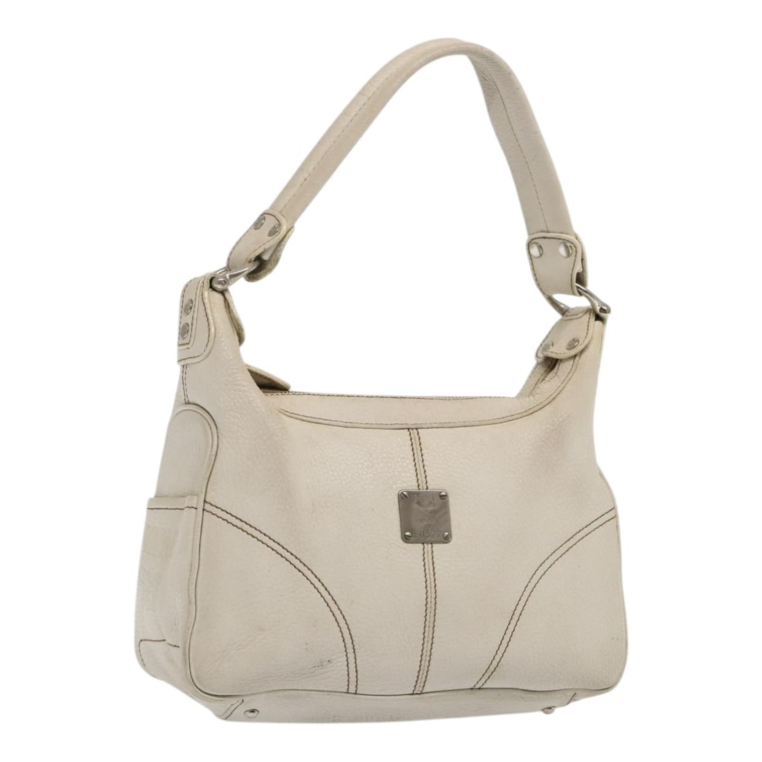 MCM White Leather Shoulder Bag Authentic: MCM White Leather Shoulder Bag Authentic This MCM Shoulder Bag is crafted from high-quality leather in a stunning white hue. Designed for practicality and style, it features a spacious interior suitab