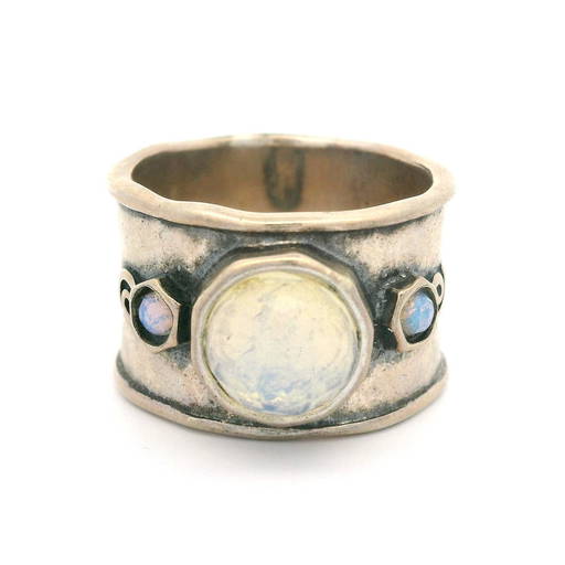 Vintage Sterling Guilloche Rose Cigar Band Ring, 8, Signed Vargas