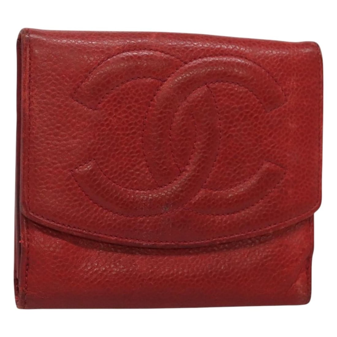 CHANEL Red Grained Calfskin Leather Wallet Auth Italy: CHANEL Red Grained Calfskin Leather Wallet Auth Italy This authentic CHANEL wallet showcases a luxurious grained calfskin leather in a striking red hue. Designed with elegance in mind, it features a c