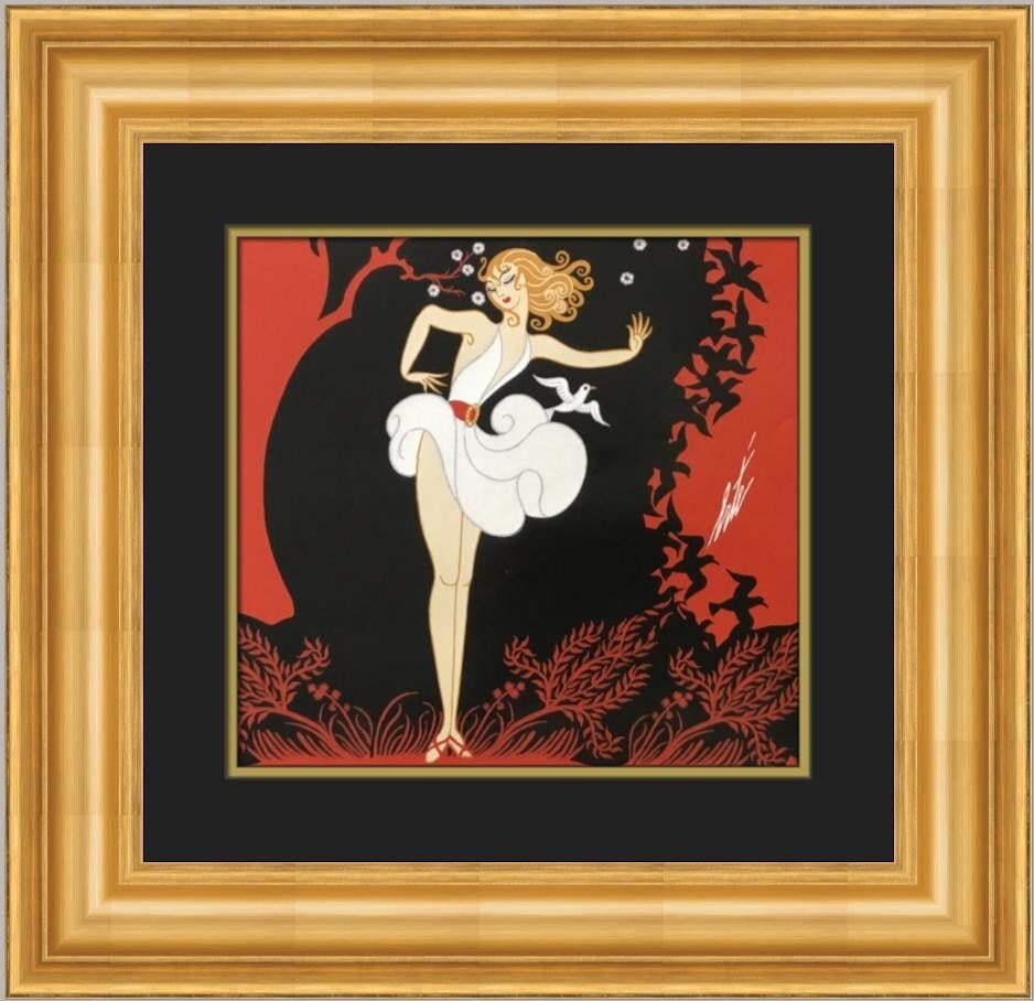 Erte Art Deco Print Design For Charmos Stocking Package Custom Framed 22x22: Erte Art Deco Print Design For Charmos Stocking Package Custom Framed 22x22 This stunning custom framed print features the artwork "Design For Charmos Stocking Package" by the renowned artist Erte, ce