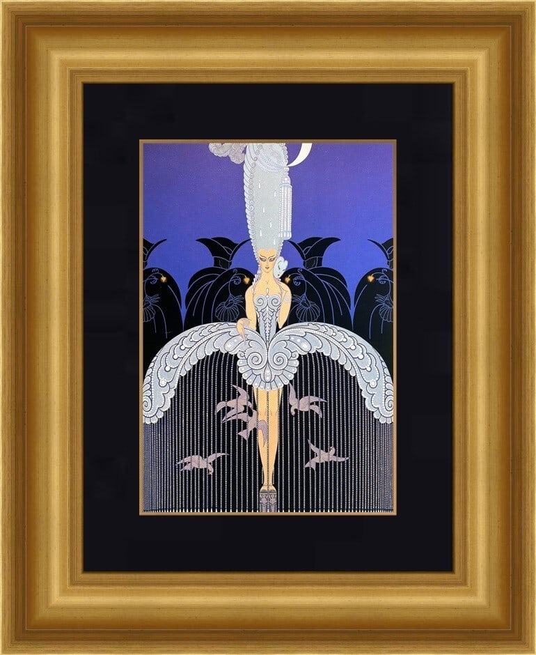 Erte Her Secret Admirers Art Deco Custom Framed Print 18 x 20: Erte Her Secret Admirers Art Deco Custom Framed Print 18 x 20 This exquisite print titled "Her Secret Admirers" by the renowned artist Erte features a stunning Art Deco style and showcases elegant fig