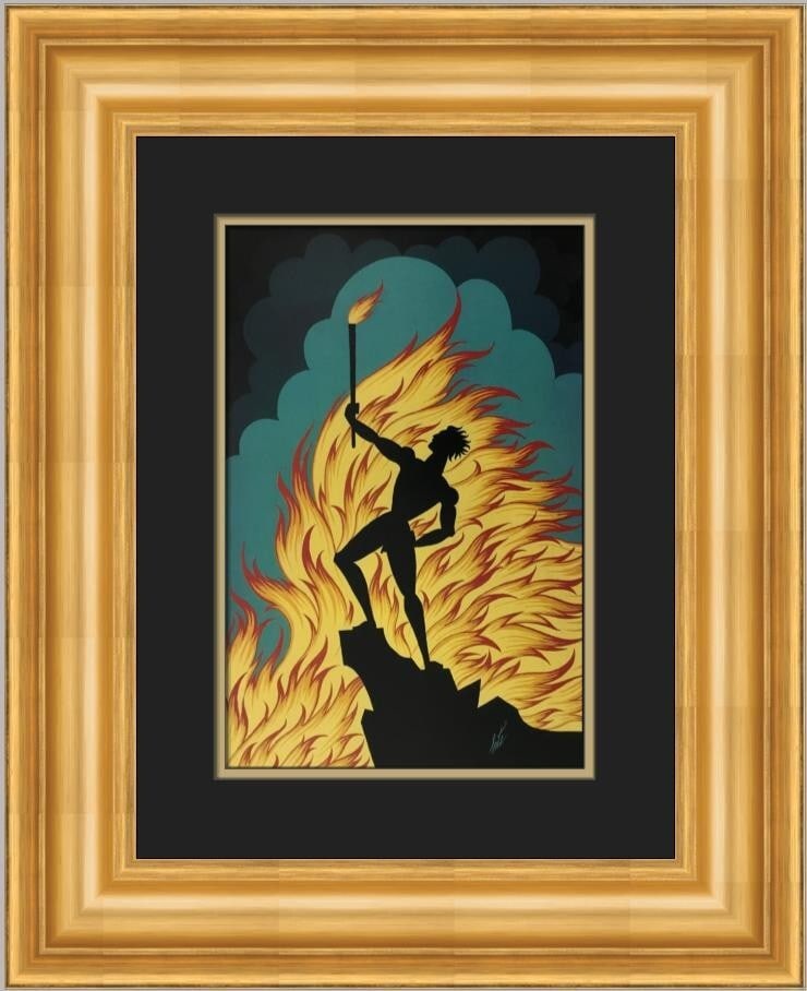 Erte Fire Art Deco Custom Framed Print 21x18 Reproduction: Erte Fire Art Deco Custom Framed Print 21x18 Reproduction This exquisite custom framed print titled "Fire" by the renowned artist Erte captures the essence of Art Deco style. Measuring 21 in. in heigh