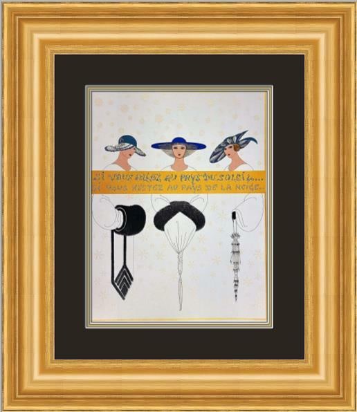 Erte Summer Winter Art Deco Custom Framed Print 18.5 x 21: Erte Summer Winter Art Deco Custom Framed Print 18.5 x 21 This stunning custom framed print titled 'Summer Winter' by Erte features a captivating Art Deco style, showcasing figures in a beautifully de