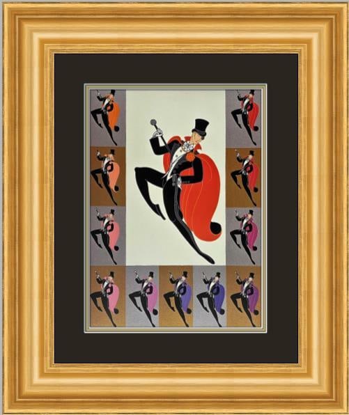 Erte Art Deco White Tie Custom Framed Print 18 x 21: Erte Art Deco White Tie Custom Framed Print 18 x 21 This exquisite custom framed print titled "White Tie" by Erte showcases the elegance of the Art Deco style. Measuring 18" x 21" overall, it features