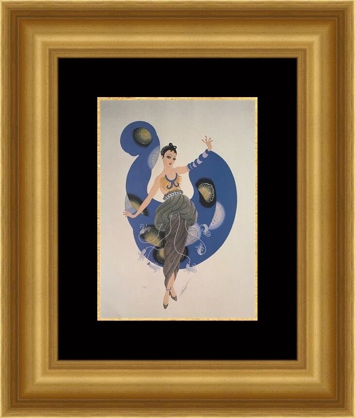Erte A Dream Custom Framed Art Deco Print 17.5 x 20: Erte A Dream Custom Framed Art Deco Print 17.5 x 20 This stunning custom framed print titled "A Dream" by the renowned artist Erte showcases a beautiful Art Deco style that captures the imagination. T