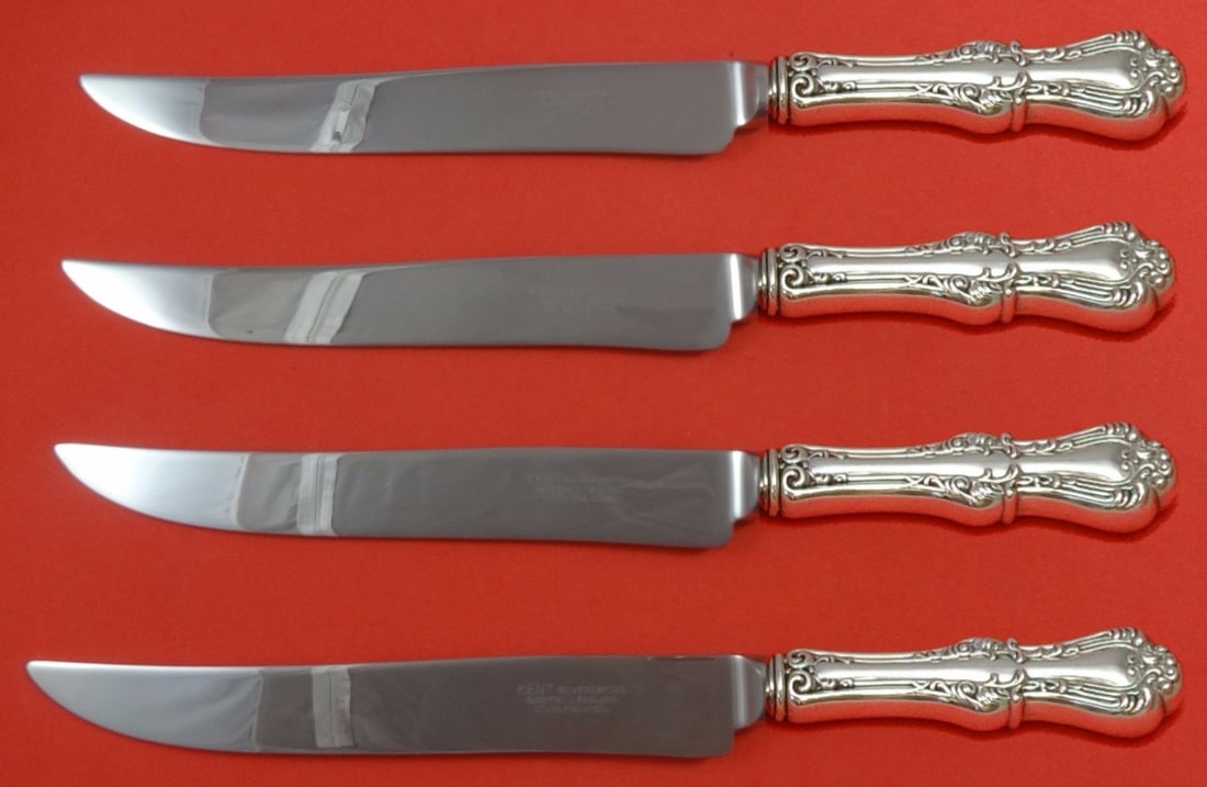 Countess by Frank Smith Sterling Silver 4pc Steak Knife Set Texas Sized: Countess by Frank Smith Sterling Silver 4pc Steak Knife Set Texas Sized Introducing the Countess by Frank Smith Sterling Silver Steak Knife Set, a stunning 4-piece collection designed for those who ap